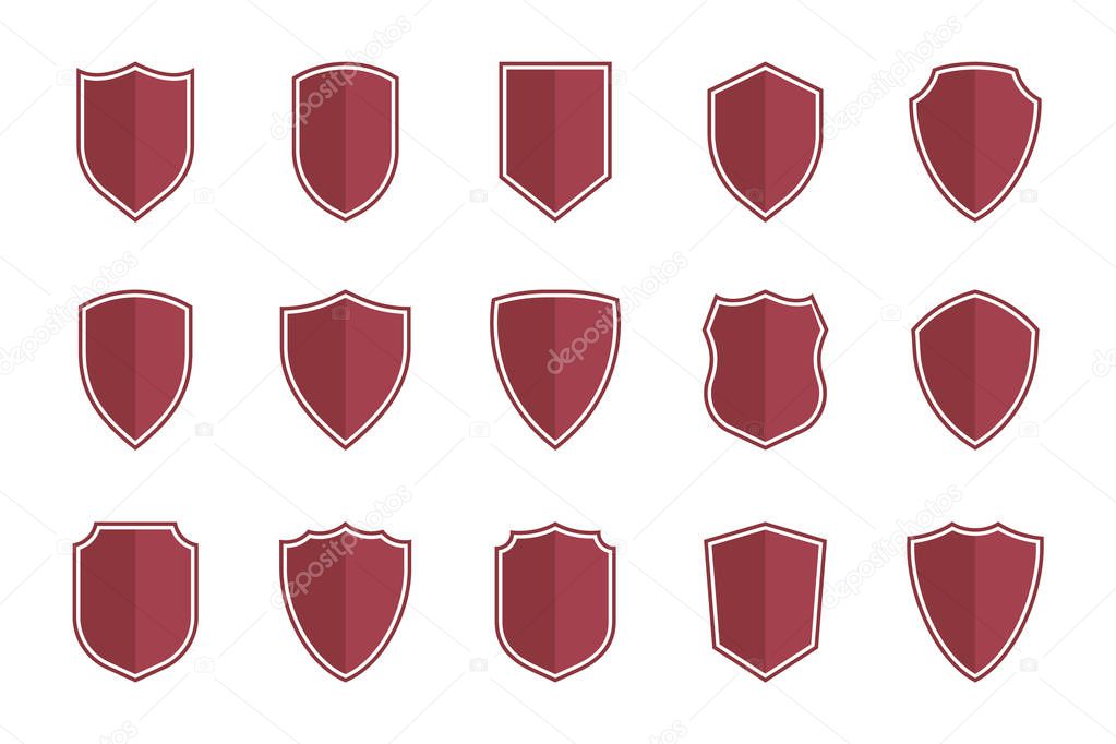 shield symbols in flat style for web design, shield icon set