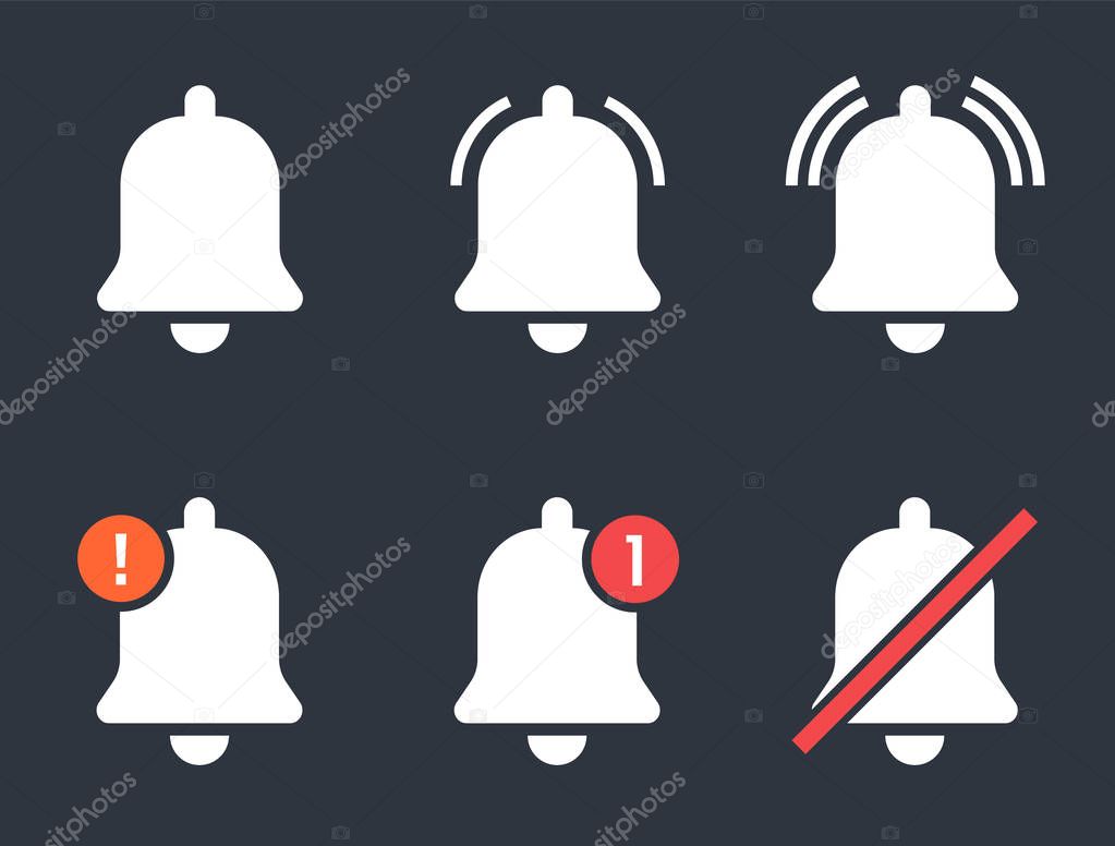 social media icons with notification bell, incoming message symbols