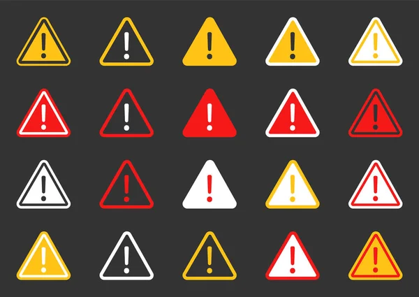 Tehlike uyarı dikkat simgesi seti, tehlike uyarı işaretleri — Stok Vektör