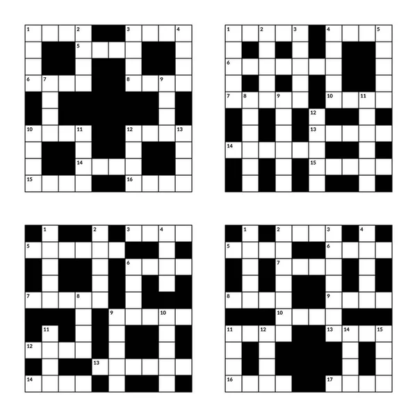 10x10 crucigrama rompecabezas vector ilustración conjunto, cuadrados vacíos — Archivo Imágenes Vectoriales