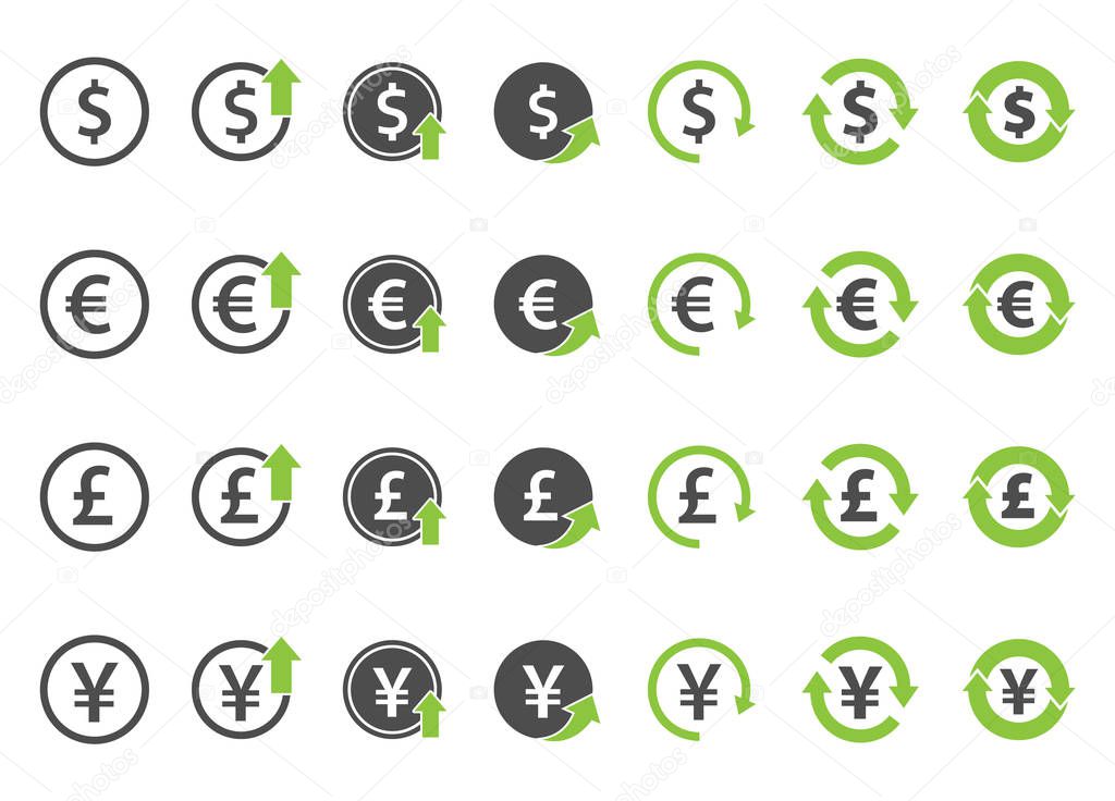 finance icon set, currency exchange vector signs