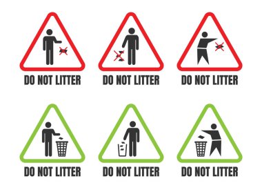 Üçgen işaretleri seti çöp etmeyin, temiz simgeler tutmak