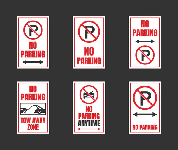 Nenhum conjunto de sinais de estacionamento, estacionamento é proibido ícones —  Vetores de Stock