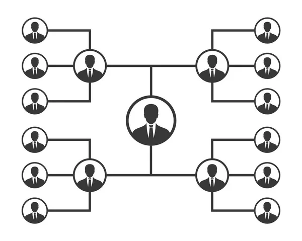 Esquema de jerarquía corporativa con líder de equipo, ilustración de gestión de trabajo en equipo de personas — Archivo Imágenes Vectoriales
