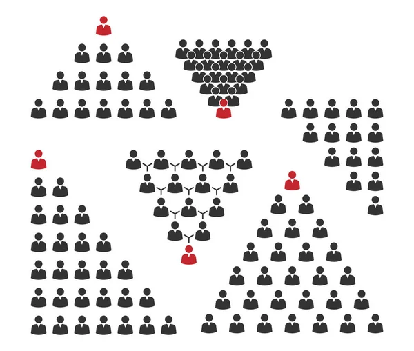 Pirámide de la gente con el líder del equipo, pirámide de la carrera del negocio — Archivo Imágenes Vectoriales