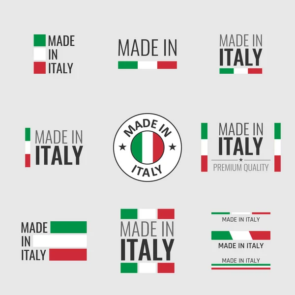 Зроблені в Італії етикетки, емблема італійського продукту — стоковий вектор