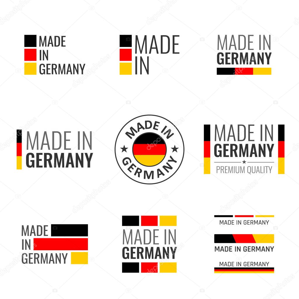 made in Germany labels set, German product emblem