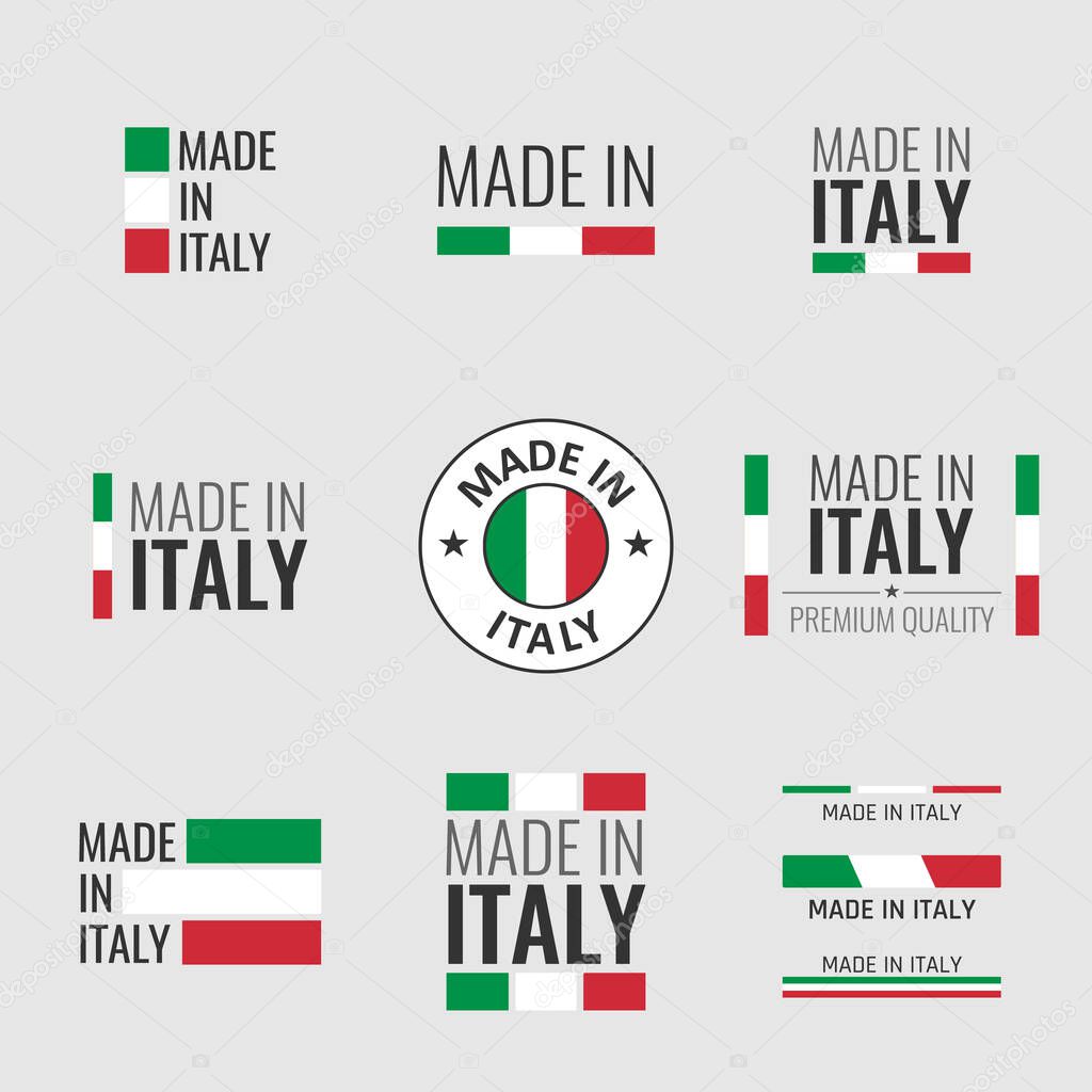 made in Italy labels set, Italian product emblem