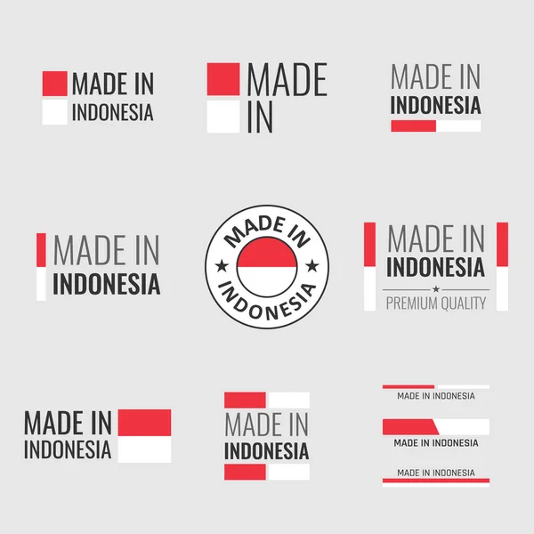 Made in Indonesia ensemble d'icônes, étiquettes de produits de la République d'Indonésie — Image vectorielle