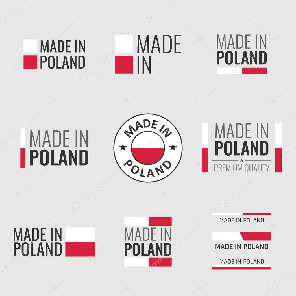 Made in Poland icon set, made in Poland product labels
