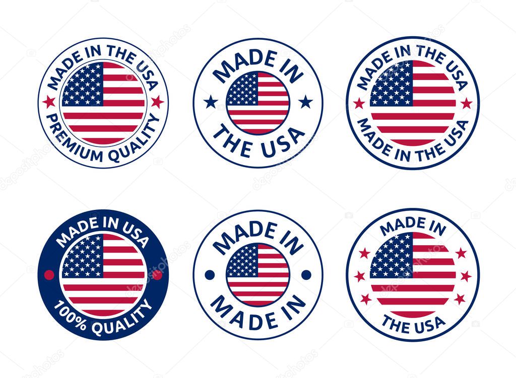 made in the usa labels set, american product emblem