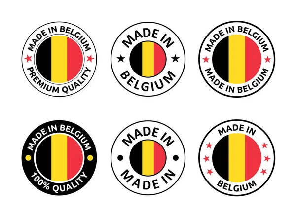 Vyrobeno v Belgii etikety set, Belgický symbol výrobku — Stockový vektor