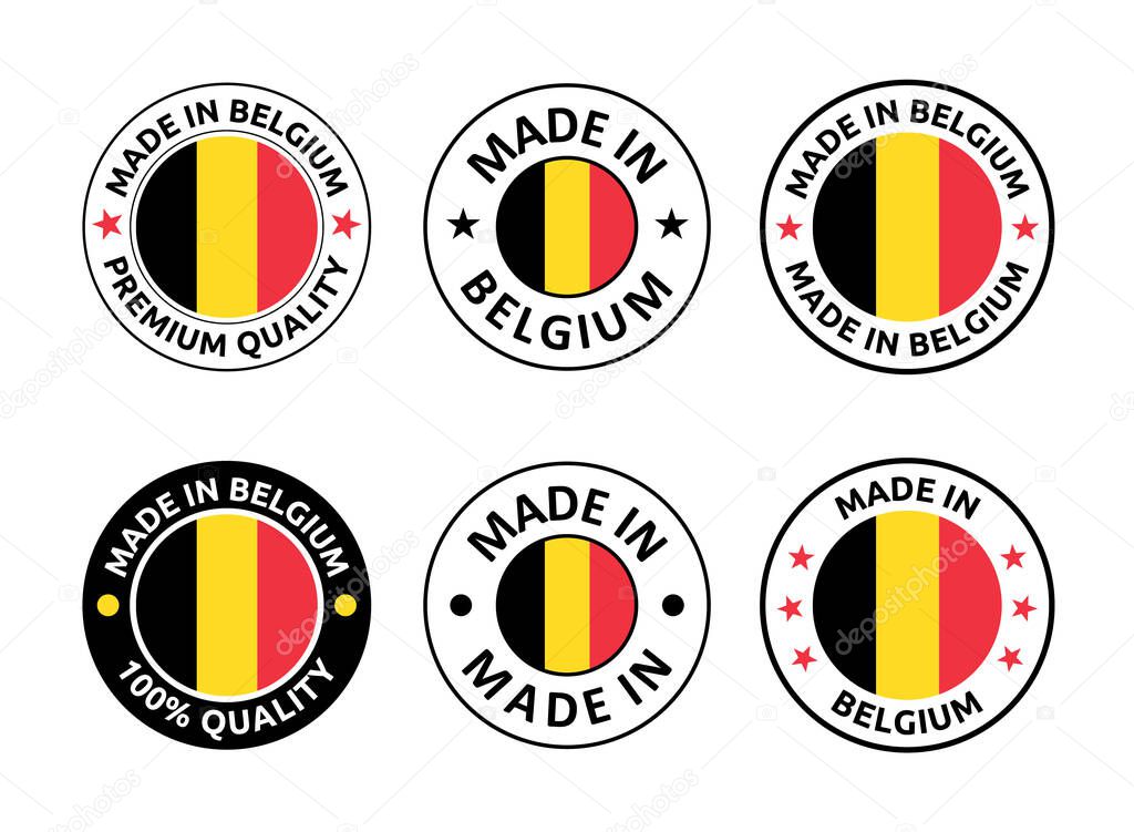 Made in Belgium icon set, Belgian product labels