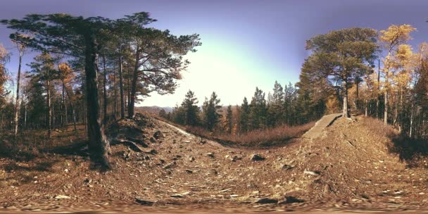 Realidad virtual de 4K 360 VR de una hermosa escena de montaña en otoño. Montañas rusas salvajes . — Vídeos de Stock