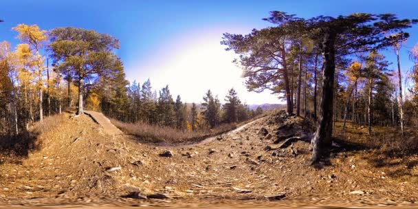 Realtà virtuale 4K 360 VR di una bellissima scena di montagna in autunno. Montagne russe selvagge . — Video Stock