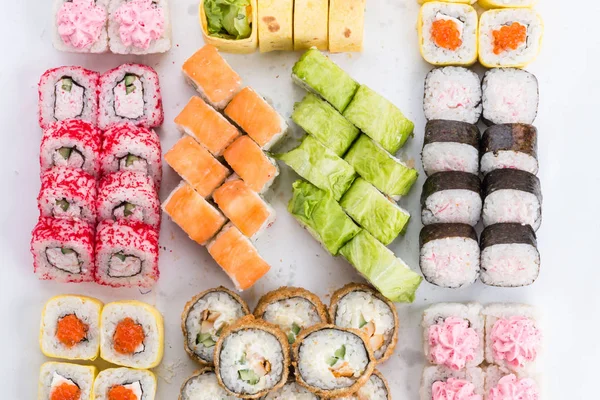 Japanese food restaurant, sushi maki gunkan roll plate or platter set. Sushi set and composition