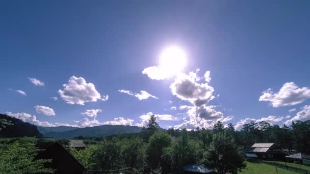 산악 지역의 마을은 여름이나 가을철에 자생 한다. 야생 아시아인의 자연과 시골 지역. — 비디오