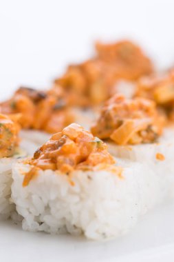 Japon Gıda Restoran, sushi maki gunkan rulo levha veya plakalı ayarlayın. Sushi seti ve kompozisyon