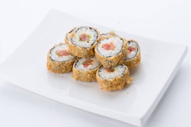 Japon Gıda Restoran, sushi maki gunkan rulo levha veya plakalı ayarlayın. Sushi seti ve kompozisyon