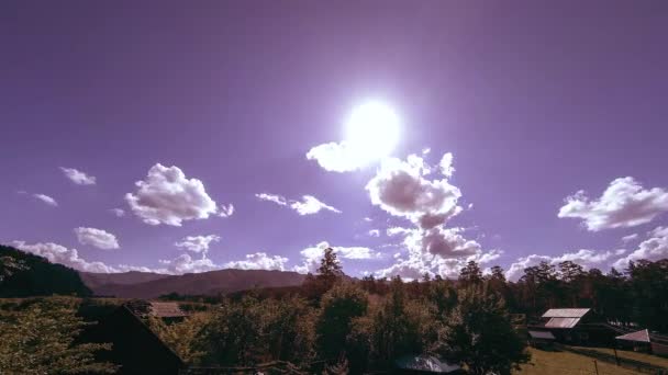 Mountain village timelapse at the summer or autumn time. Wild asian nature and rural field. — Stock Video