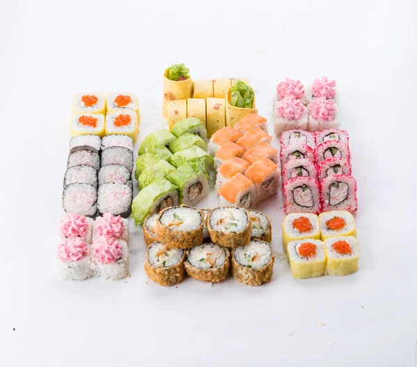 Japanese food restaurant, sushi maki gunkan roll plate or platter set. Sushi set and composition