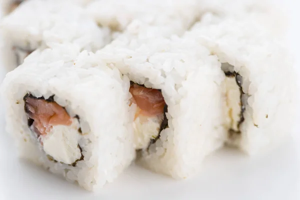 Restaurante de comida japonesa, prato de sushi maki gunkan roll ou platter set. Conjunto de sushi e composição — Fotografia de Stock