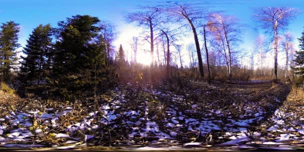 4K 360 VR Réalité virtuelle d'une belle scène de montagne à l'automne. Montagnes russes sauvages dans la neige — Video