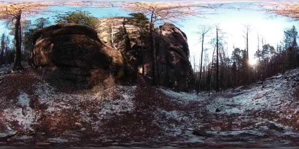 360 Virtual Reality Beautiful Mountain Scene Autumn Time Wild Siberian — Stock Video