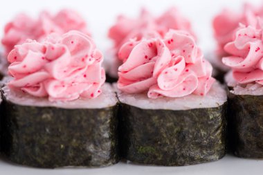 Japon Gıda Restoran, sushi maki gunkan rulo levha veya plakalı ayarlayın. Sushi seti ve kompozisyon