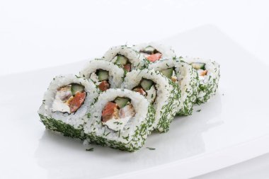 Japon Gıda Restoran, sushi maki gunkan rulo levha veya plakalı ayarlayın. Sushi seti ve kompozisyon