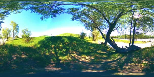 360 Realidad Virtual Río Fluye Sobre Rocas Esta Hermosa Escena — Vídeo de stock