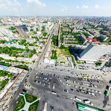 Havacılık şehri manzarası. Şehir manzarası. Helikopter vuruldu. Panoramik resim.