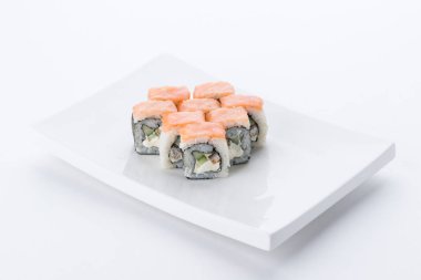 Japon Gıda Restoran, sushi maki gunkan rulo levha veya plakalı ayarlayın. Sushi seti ve kompozisyon