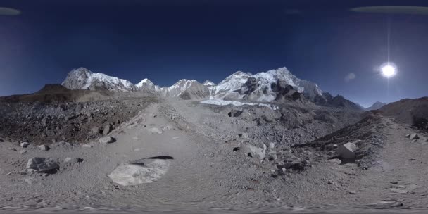 360 Vista Panorâmica Acampamento Base Everest Monte Everest Com Céu — Vídeo de Stock