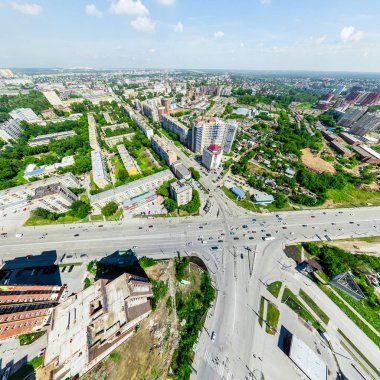 Havacılık şehri manzarası. Şehir manzarası. Helikopter vuruldu. Panoramik resim.
