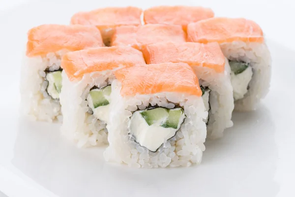 Japanese food restaurant, sushi maki gunkan roll plate or platter set. Sushi set and composition