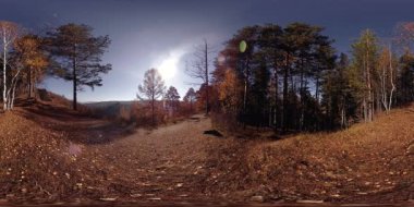 4k Sonbahar zaman bir güzel dağ sahnenin 360 Vr sanal gerçeklik. Vahşi Rus dağlar.
