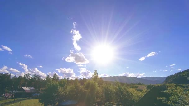 Mountain village timelapse at the summer or autumn time. Wild asian nature and rural field. — Stock Video