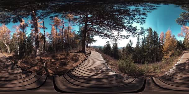 4 к 360 Vr віртуальної реальності красиві гори сцени в осінній час. Дикі російські гори. — стокове відео