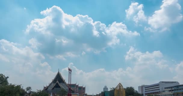 Timelapse of Wat Suthat Temple, view from Larn Kon Mueng. Bangkok, Thailand. NOV 21, 2018 — Stock Video