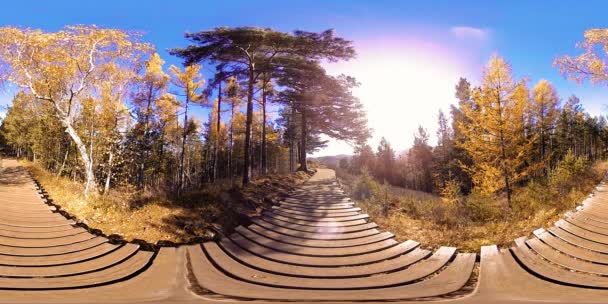 4k 360 Vr virtual Reality van een prachtige berg scène bij de herfst. Wild Russische bergen. — Stockvideo