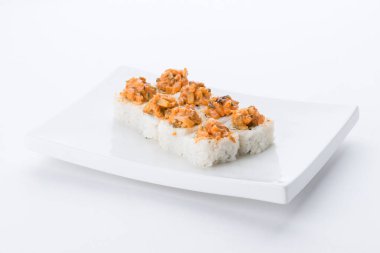 Japon Gıda Restoran, sushi maki gunkan rulo levha veya plakalı ayarlayın. Sushi seti ve kompozisyon