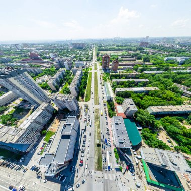 Havacılık şehri manzarası. Şehir manzarası. Helikopter vuruldu. Panoramik resim.