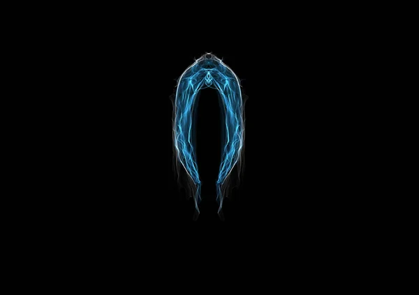 Art bluish fish steak, silk neon luminous graphic draw isolated on black, interactive generative art — Stock Image Art Bluish Fish Steak Silk Neon Luminous Graphic Draw Isolated Stock Picture