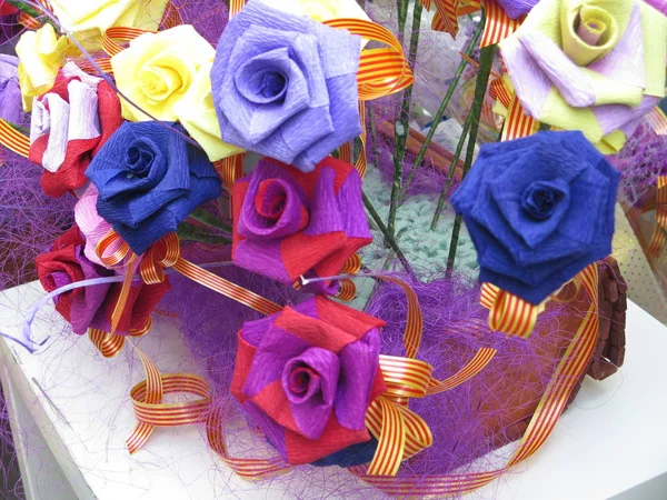 Hermosa Tela Rosas Colores Para Vender —  Fotos de Stock