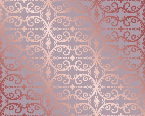 Seamless Rose Gold Floral Foliage Wallpaper Pattern Image Vector Illustration — Stock Vector