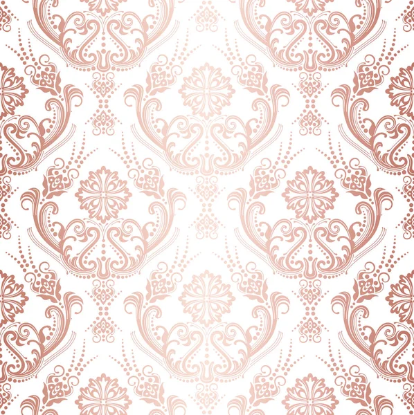 Luxury Rose Gold Floral Damask Wallpaper Isolated Pattern Image Vector — Stock Vector