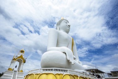 Buda heykeli ve mavi gökyüzüne Wat Phai Rong Wua,: Suphanburi, Thailand.