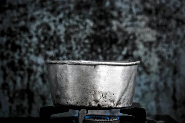 Ατμός Πάνω Από Κατσαρόλα Μαγείρεμα Στην Κουζίνα — Φωτογραφία Αρχείου