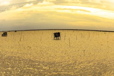 Sahilde gün batımı Güzel gökyüzü